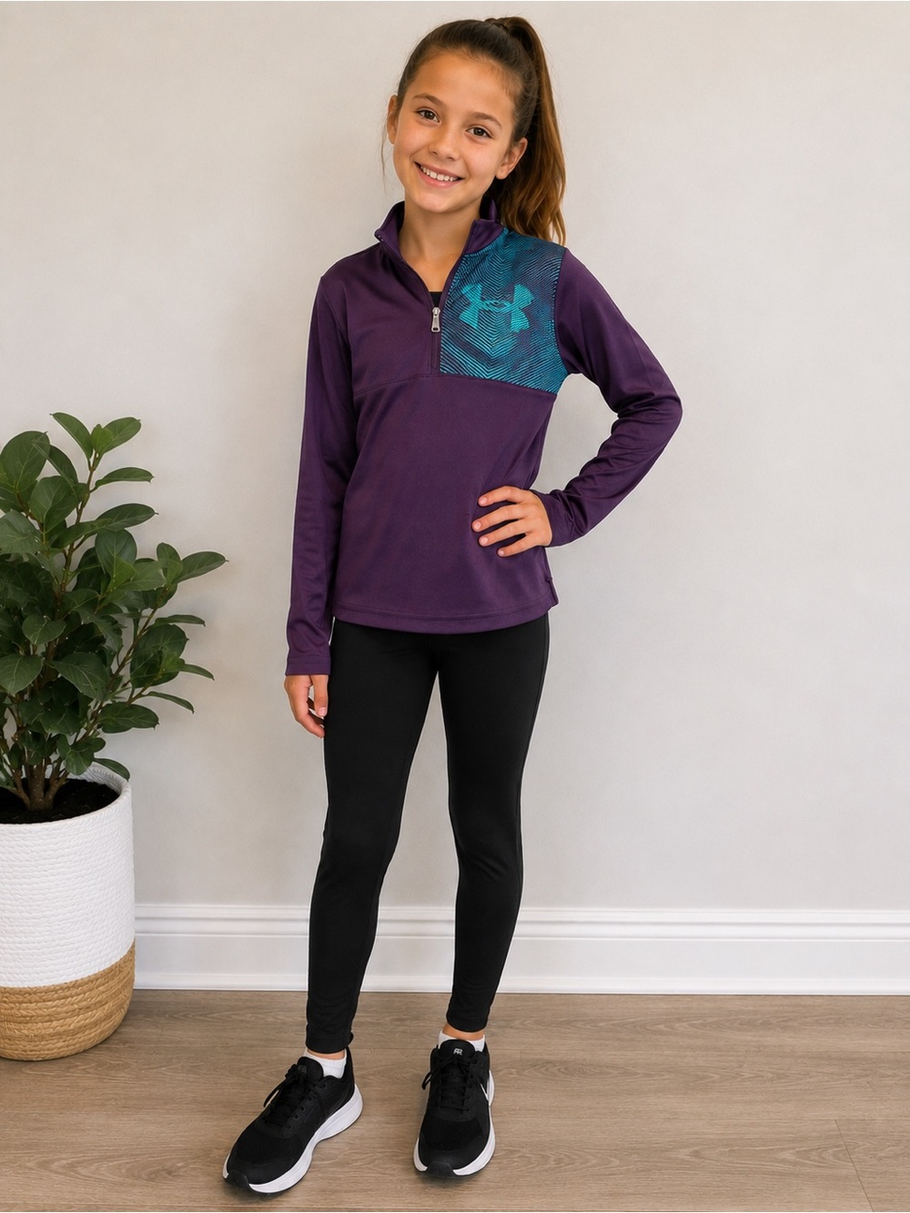 Under Armour HeatGear 1/4 Zip Pullover | Youth Small | Purple Athletic Top